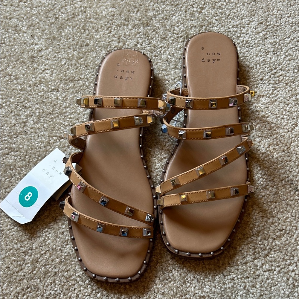 A New Day Beige Studded Sandals
